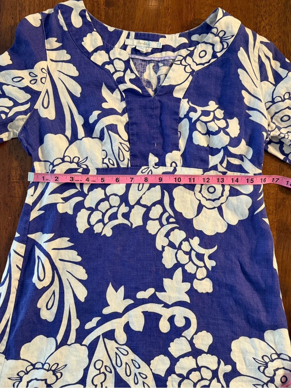 Boden Purple Floral Linen Tunic Mini Dress Cottagecore European Summer Style Siz - Picture 5 of 7